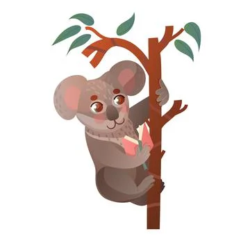 Cute koala reading book 스톡 일러스트