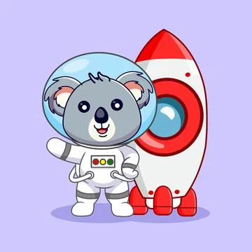 Cute Koala Spaceman Ready for Launch Vector Illustration Cartoon Stock Illustration
