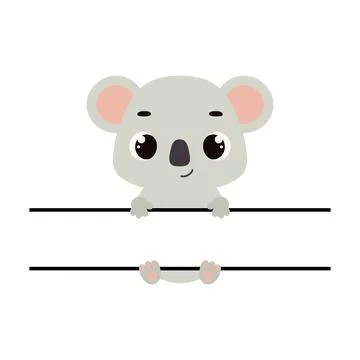 Cute koala split monogram. Funny cartoon character for shirt, scrapbooking,.. Stock Illustration