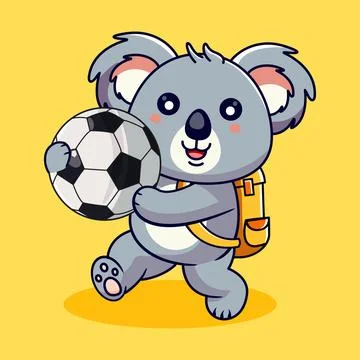 Cute Koala Student with Backpack Holding Pencil Illustrazione stock