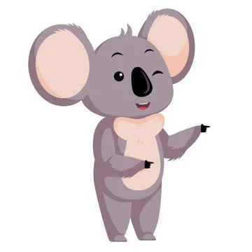 Cute koala wink isolated on white background. Cartoon character flirting. Stock Illustration