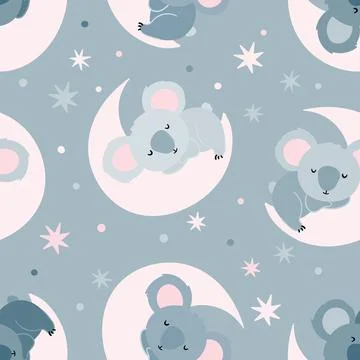 Cute koalas Seamless pattern Stock Illustration