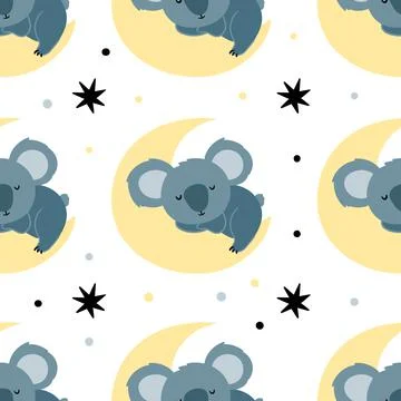 Cute koalas Seamless pattern Stock Illustration