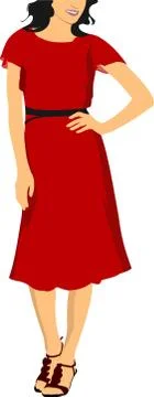 Cute lady in red. vector illustration Stock Illustration
