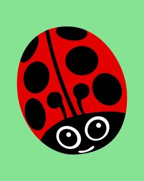 Cute ladybug with big, round eyes. Stock Illustration
