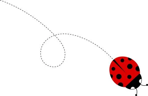 Cute ladybug cartoon icon. ladybug character. Cute Ladybird with dotted path Illustrazione stock