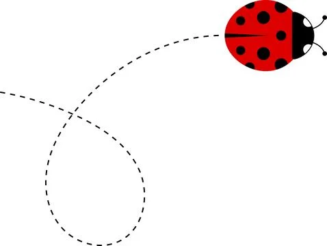 Cute ladybug cartoon icon. ladybug character. Cute Ladybird with dotted path Stock Illustration
