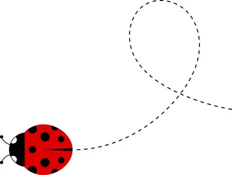 Cute ladybug cartoon icon. ladybug character. Cute Ladybird with dotted path Stock Illustration