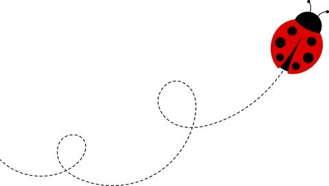 Cute ladybug cartoon icon. ladybug characters collection with dotted path Illustrazione stock