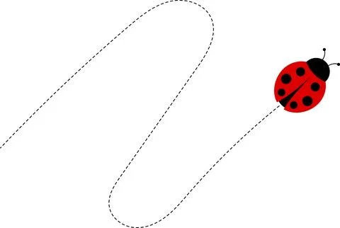 Cute ladybug cartoon icon. ladybug characters collection with dotted path Stock Illustration