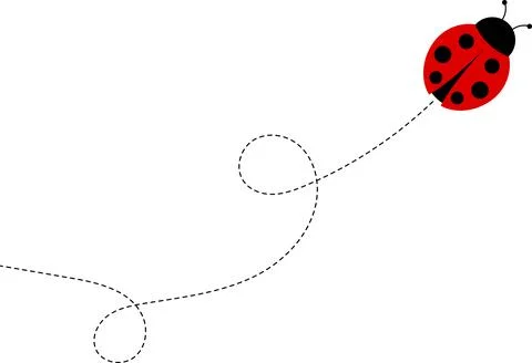 Cute ladybug cartoon icon. ladybug characters collection with dotted path Stock Illustration