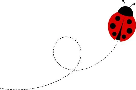 Cute ladybug cartoon icon. ladybug characters collection with dotted path Stock Illustration