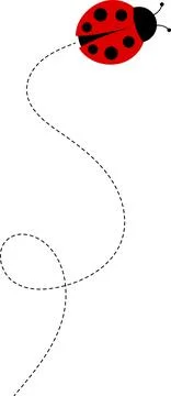 Cute ladybug cartoon icon. ladybug characters collection with dotted path Stock Illustration