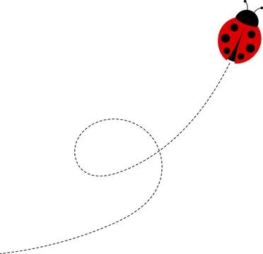 Cute ladybug cartoon icon. ladybug characters collection with dotted path 스톡 일러스트
