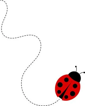 Cute ladybug cartoon icon. ladybug characters collection with dotted path Stock Illustration