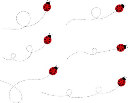Cute ladybug cartoon icon. ladybug characters collection with dotted path Stock Illustration