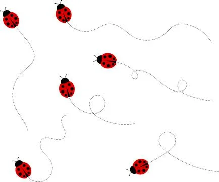 Cute ladybug cartoon icon. ladybug characters collection with dotted path Stock Illustration