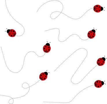 Cute ladybug cartoon icon. ladybug characters collection with dotted path Stock Illustration