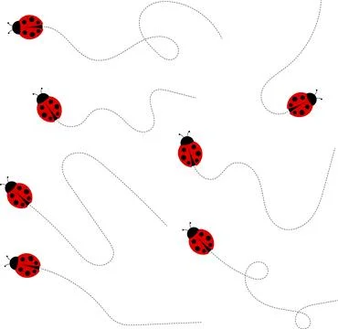 Cute ladybug cartoon icon. ladybug characters collection with dotted path Stock Illustration