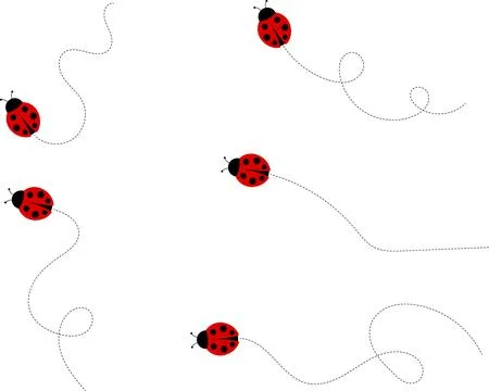 Cute ladybug cartoon icon. ladybug characters collection with dotted path Stock Illustration