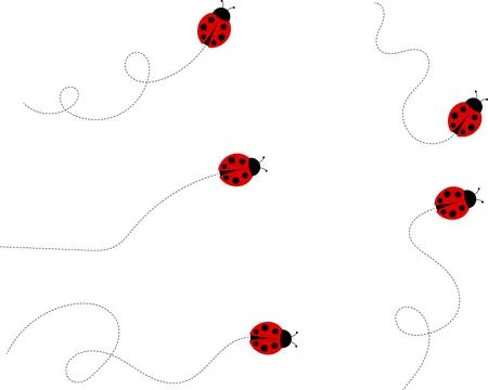 Cute ladybug cartoon icon. ladybug characters collection with dotted path Stock Illustration
