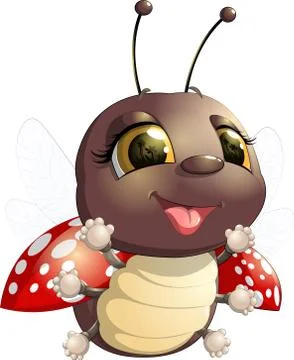 Cute ladybug cartoon 스톡 일러스트