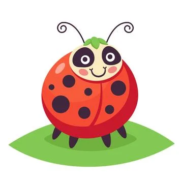 Cute ladybug character on a white background. Stock Illustration