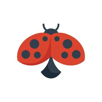 Cute ladybug flying with open wings icon Stock Illustration