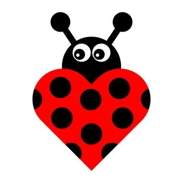Cute Ladybug Heart Vector Illustration Stock Illustration