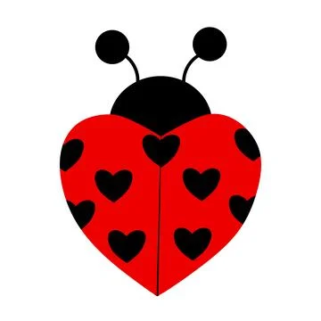 Cute ladybug with hearts on a white background. hand drawn. vector Stock Illustration