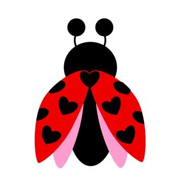 Cute ladybug with hearts on a white background. hand drawn. vector Stock Illustration