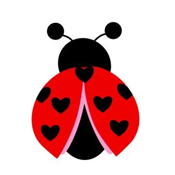 Cute ladybug with hearts on a white background. hand drawn. vector Stock Illustration