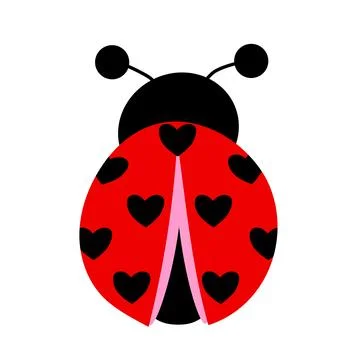 Cute ladybug with hearts on a white background. hand drawn. vector Stock Illustration