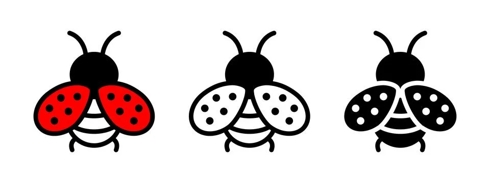 Cute ladybug icon. Colored bug symbol. Cartoon insect vector illustration. Stock Illustration