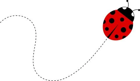 Cute ladybug icon. ladybug characters collection. Cute Ladybird with dotted path Stock Illustration