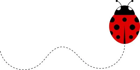 Cute ladybug icon. ladybug characters collection. Cute Ladybird with dotted path Stock Illustration