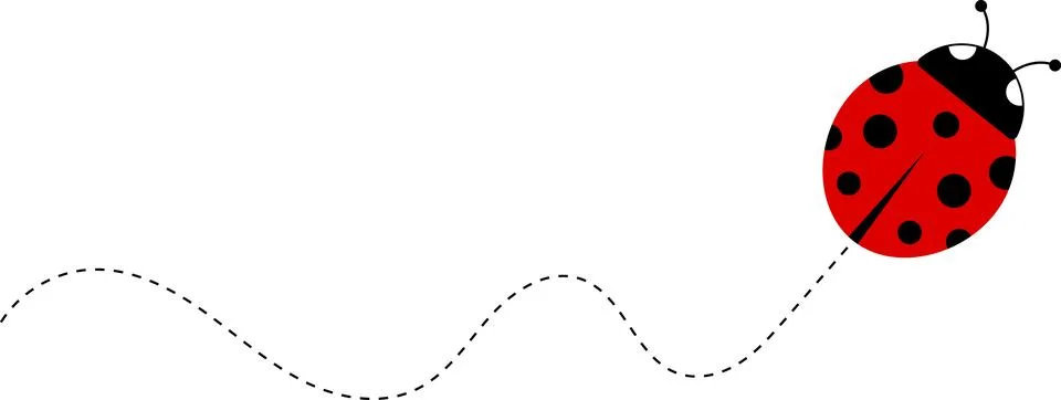 Cute ladybug icon. ladybug characters collection. Cute Ladybird with dotted path Stock Illustration