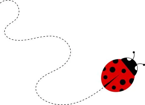 Cute ladybug icon. ladybug characters collection. Cute Ladybird with dotted path Stock Illustration