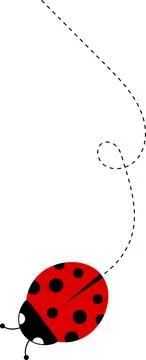 Cute ladybug icon. ladybug characters collection. Cute Ladybird with dotted path Stock Illustration