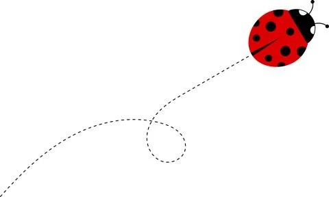 Cute ladybug icon. ladybug characters collection. Cute Ladybird with dotted path Stock Illustration