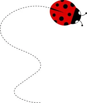 Cute ladybug icon. ladybug characters collection. Cute Ladybird with dotted path Stock Illustration