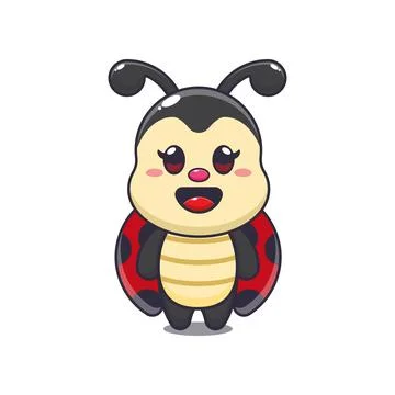 Cute ladybug mascot cartoon vector illustration Stock Illustration