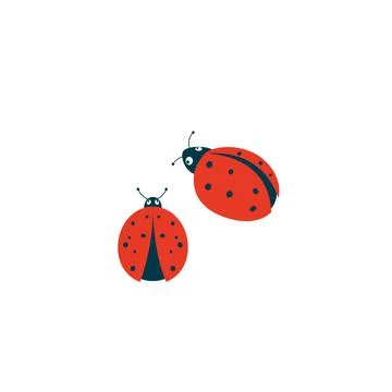 Cute ladybug or ladybird simple flat design red and black. Vector illustratio Stock Illustration
