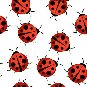 Cute Ladybug Seamless Pattern Background Vector Illustration Stock Illustration