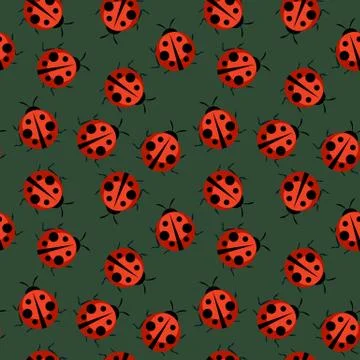 Cute Ladybug Seamless Pattern Background  Illustration Stockillustratie