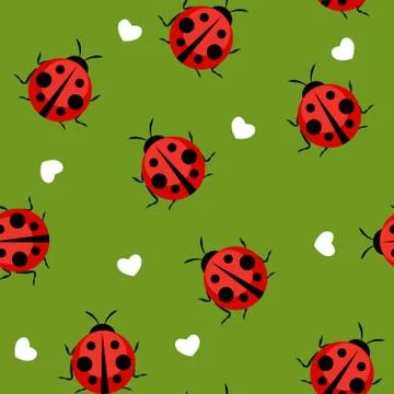 Cute Ladybug Seamless Pattern Background  Illustration Stock Illustration