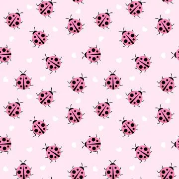 Cute Ladybug Seamless Pattern Background  Illustration Stock Illustration