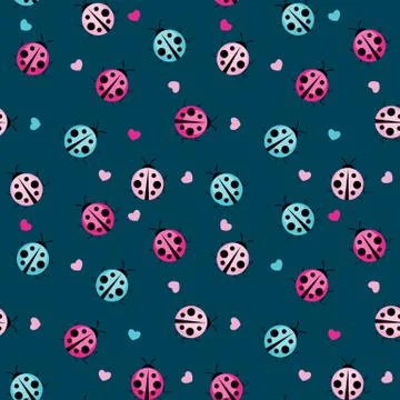 Cute Ladybug Seamless Pattern Background  Illustration Stock Illustration