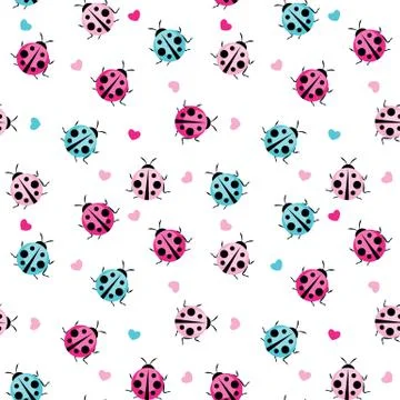 Cute Ladybug Seamless Pattern Background  Illustration Stock Illustration