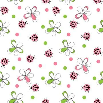 Cute Ladybug Seamless Pattern Background  Illustration Stock Illustration